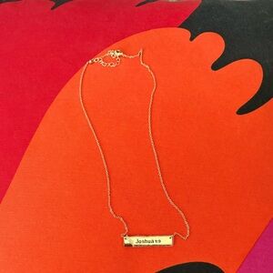 Gold Bar Necklace with "Joshua 1:9" Inscription - Women Jewelry